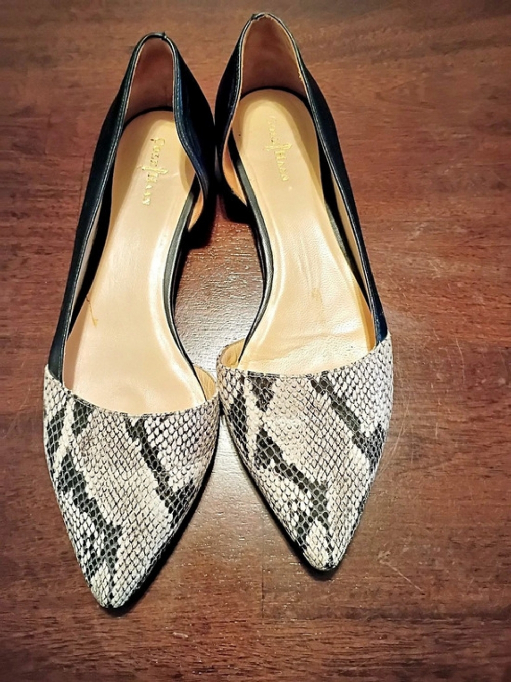 Cole Haan Pointed Toe Snake Print Flats 10B